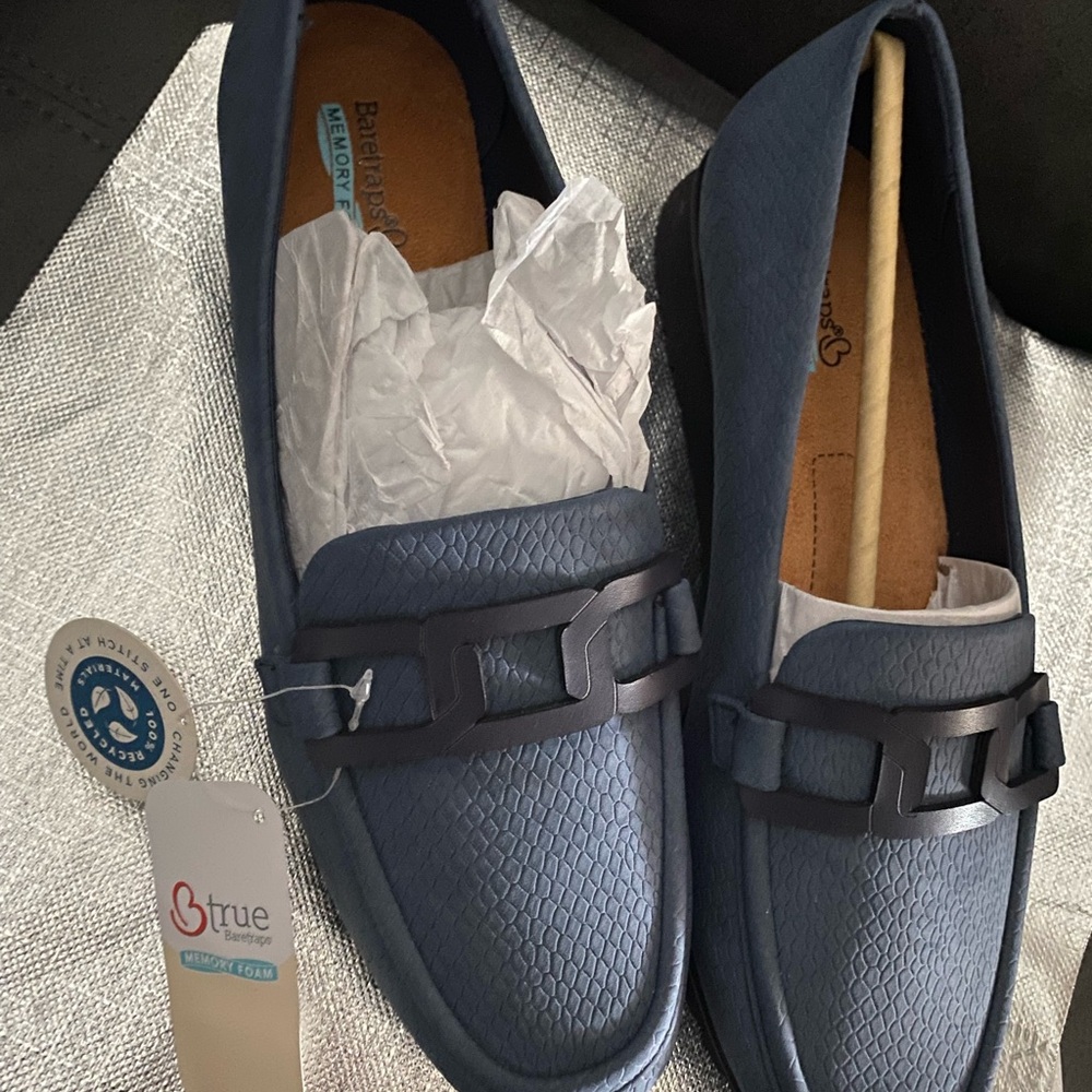 BareTraps Blue Penny Loafers with Textured Finish